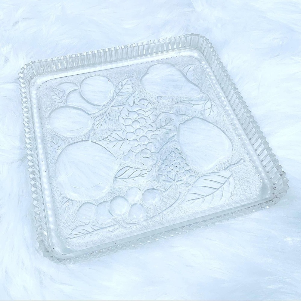 VINTAGE Glass Fruit Tray Serving Dish